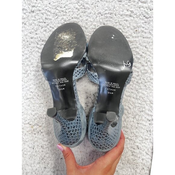 Carlos Santana Blue Leather Strappy Ankle Strap Closed Toe Heels Size 9.5 M - Picture 9 of 10